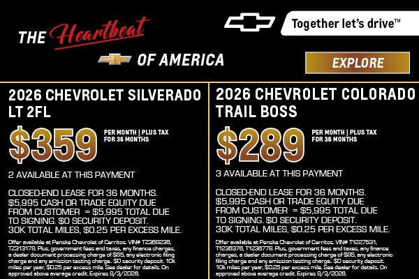 2026 Chevrolet Silverado LT 2FL & Colorado Trailboss