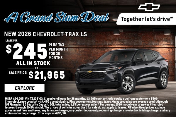 2026 Chevy Trax LS lease special pricing