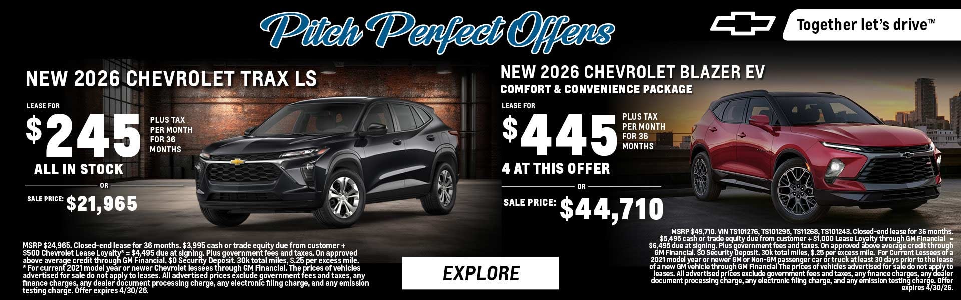2026 Chevy Trax and Blazer EV lease offers