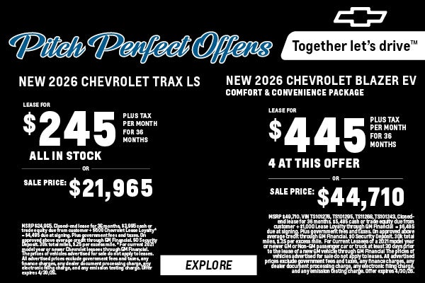 2026 Chevy Trax and Blazer EV lease offers